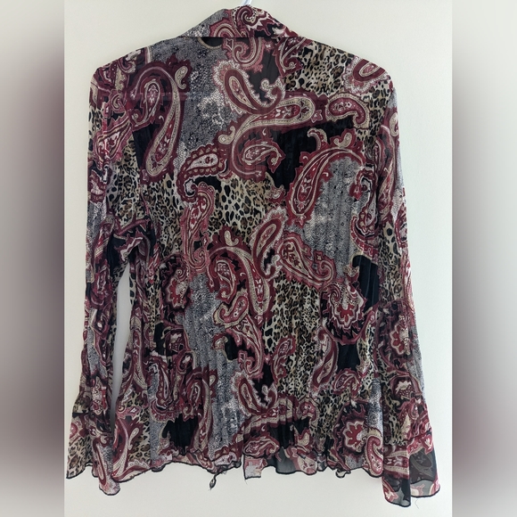 Vintage Paisley Print Ruffle Button Dow Shirt Blouse - Picture 6 of 6